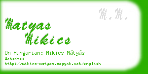 matyas mikics business card