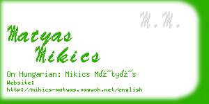 matyas mikics business card